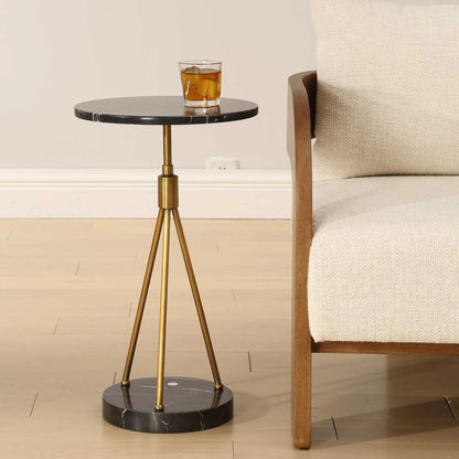 Rosston Accent Table by Uttermost in brass. Made from iron, marble in a modern style.