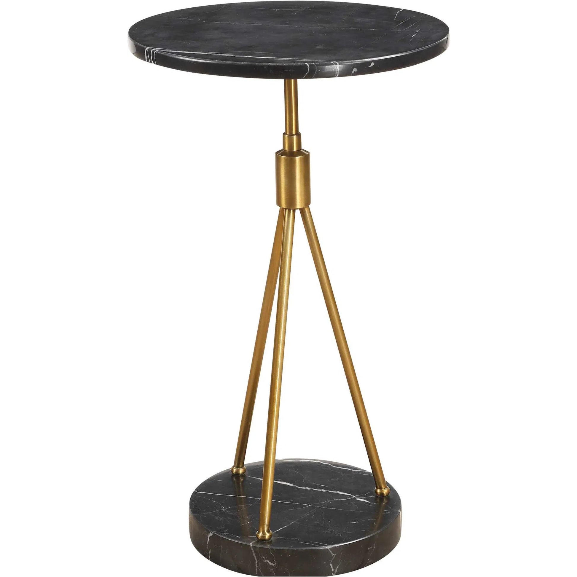 Rosston Accent Table by Uttermost in brass. Made from iron, marble in a modern style.