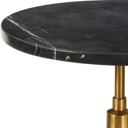 Rosston Accent Table by Uttermost in brass. Made from iron, marble in a modern style.