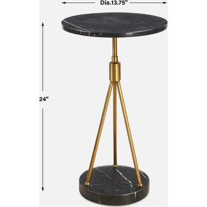 Rosston Accent Table by Uttermost in brass. Made from iron, marble in a modern style.