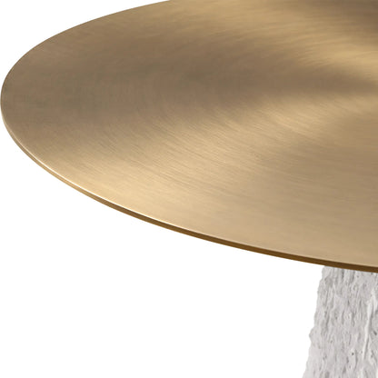 Hollen Accent Table by Uttermost in white, brushed brass. Made from metal, sandstone in a transitional style.