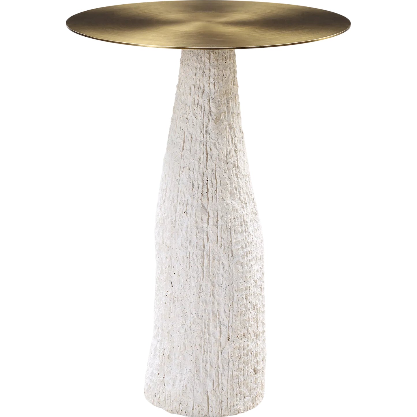 001 SI-2295376 | Primary Silo | Hollen Accent Table by Uttermost in white, brushed brass. Made from metal, sandstone in a transitional style.