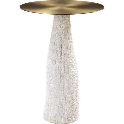 Hollen Accent Table by Uttermost in white, brushed brass. Made from metal, sandstone in a transitional style.