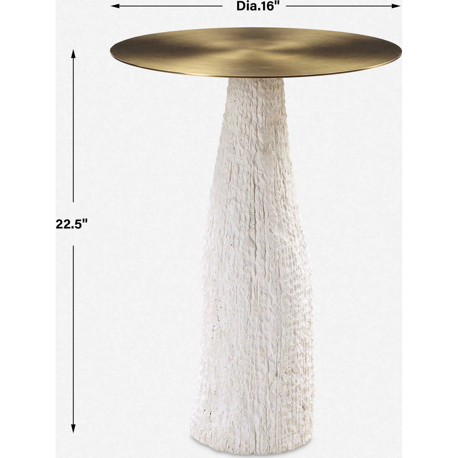 Hollen Accent Table by Uttermost in white, brushed brass. Made from metal, sandstone in a transitional style.