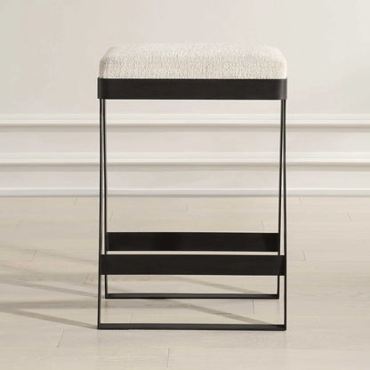 Hover Counter Stool by Uttermost in iron. Made from metal, mdf, foam, fabric in a unique style.
