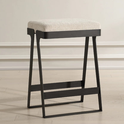 Hover Counter Stool by Uttermost in iron. Made from metal, mdf, foam, fabric in a unique style.
