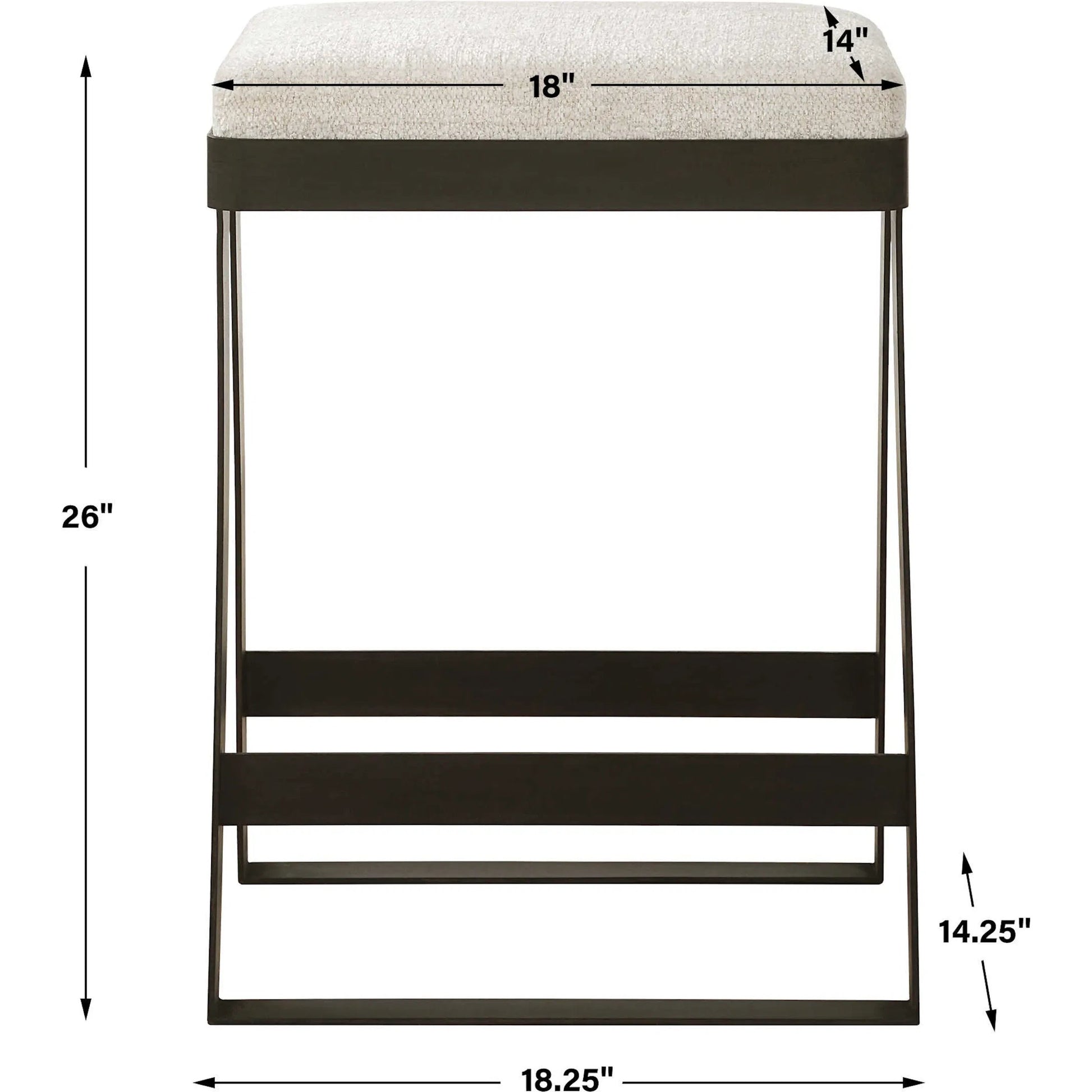 Hover Counter Stool by Uttermost in iron. Made from metal, mdf, foam, fabric in a unique style.
