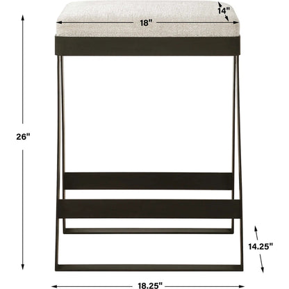 Hover Counter Stool by Uttermost in iron. Made from metal, mdf, foam, fabric in a unique style.