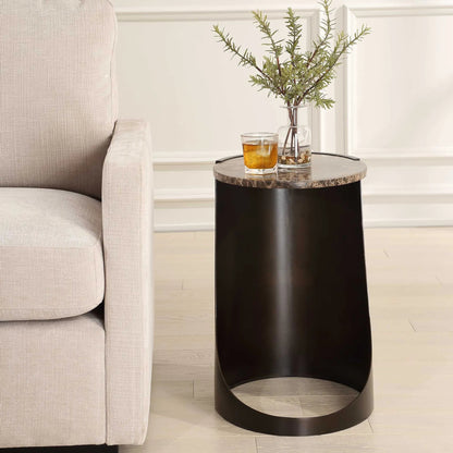 Welling Modern Side Table by Uttermost in black. Made from metal, marble in a unique style.