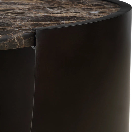 Welling Modern Side Table by Uttermost in black. Made from metal, marble in a unique style.