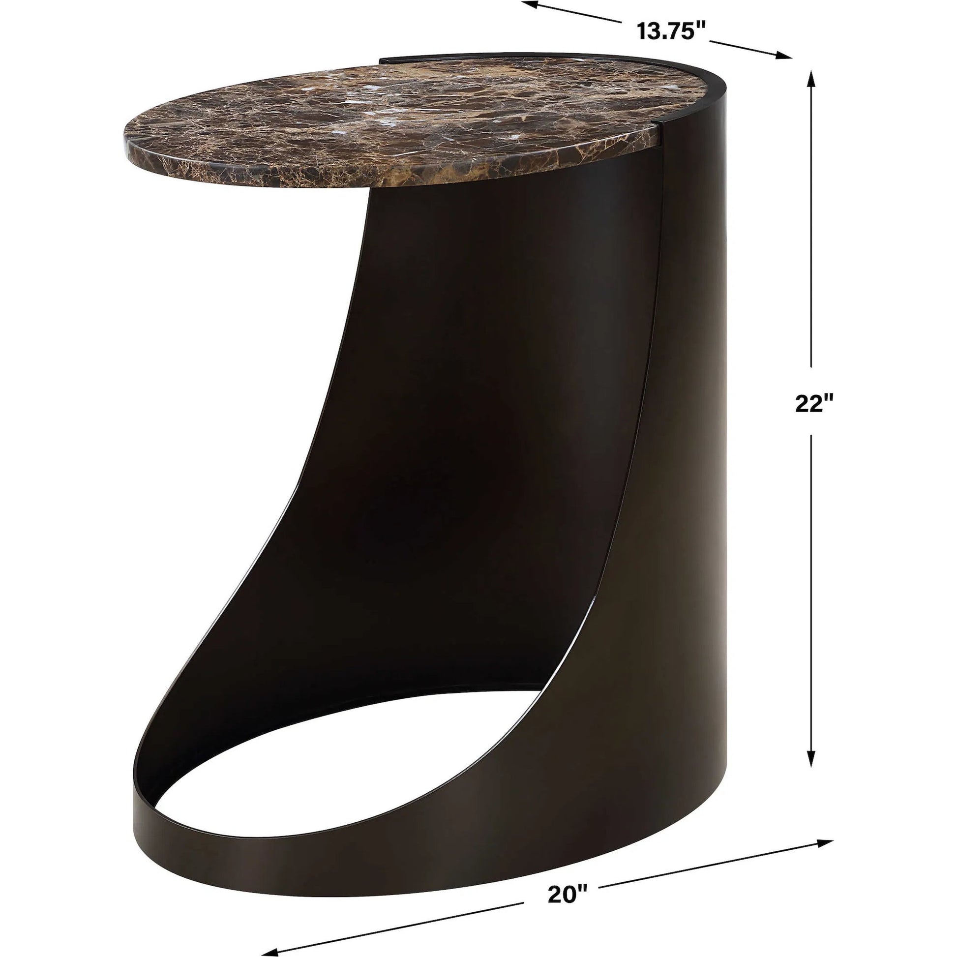 Welling Modern Side Table by Uttermost in black. Made from metal, marble in a unique style.