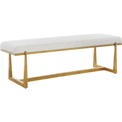 Midas Bench by Uttermost in gold. Made from metal, mdf, foam, fiber in a unique style.
