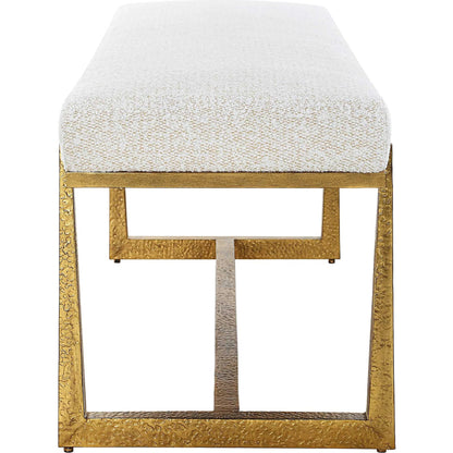 Midas Bench by Uttermost in gold. Made from metal, mdf, foam in a unique style.