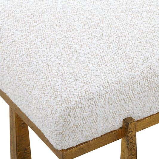 Midas Bench by Uttermost in gold. Made from metal, mdf, foam, fiber in a unique style.