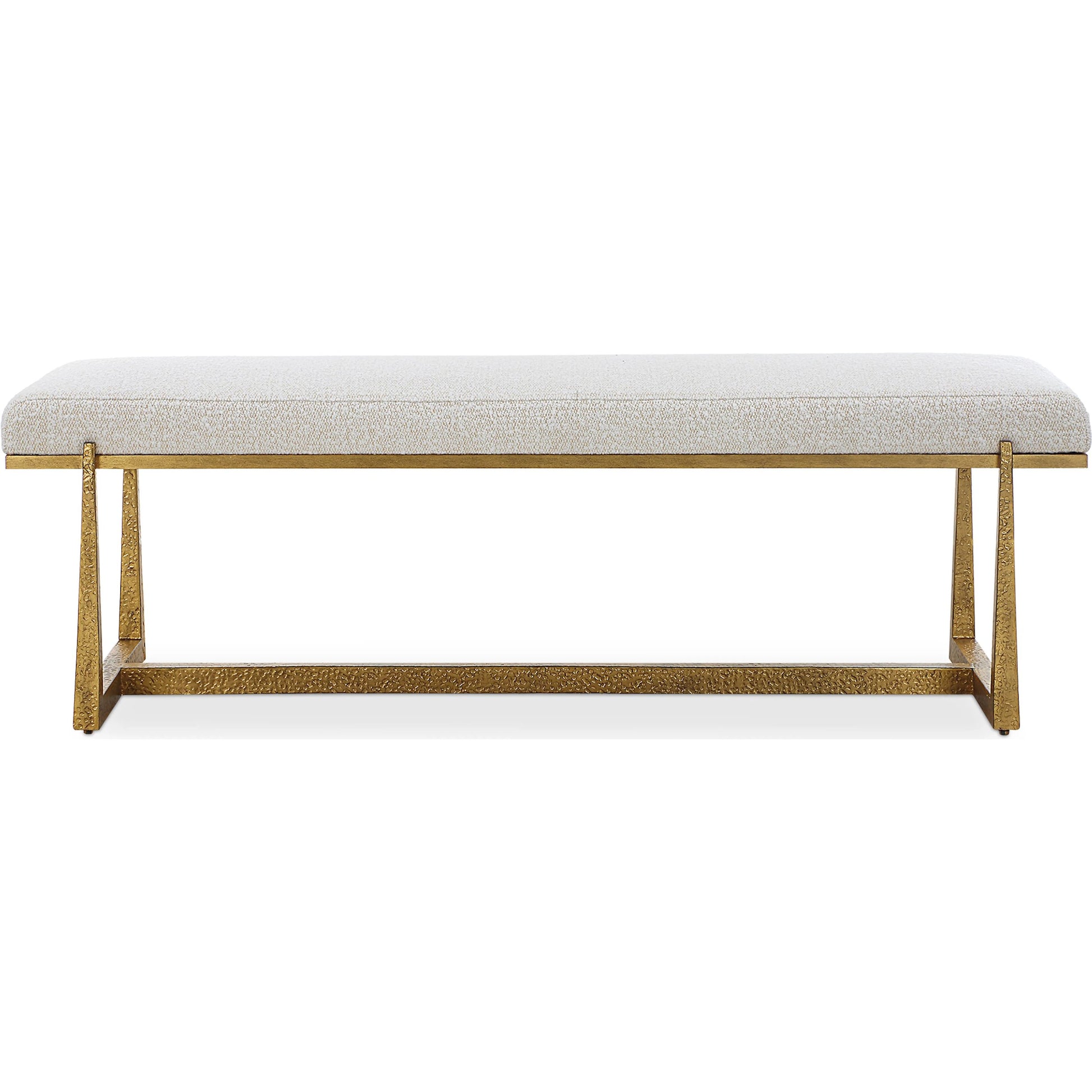 Midas Bench by Uttermost in gold. Made from metal, mdf, foam, fiber in a unique style.