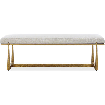 Midas Bench by Uttermost in gold. Made from metal, mdf, foam, fiber in a unique style.
