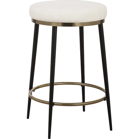 Ensemble Cream Counter Stool by Uttermost in brass. Made from etal, mdf, foam, fabric in a unique style.