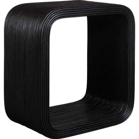 Compton Rattan Side Table by Uttermost in black. Made from rattan core, mahogani wood in a unique style.