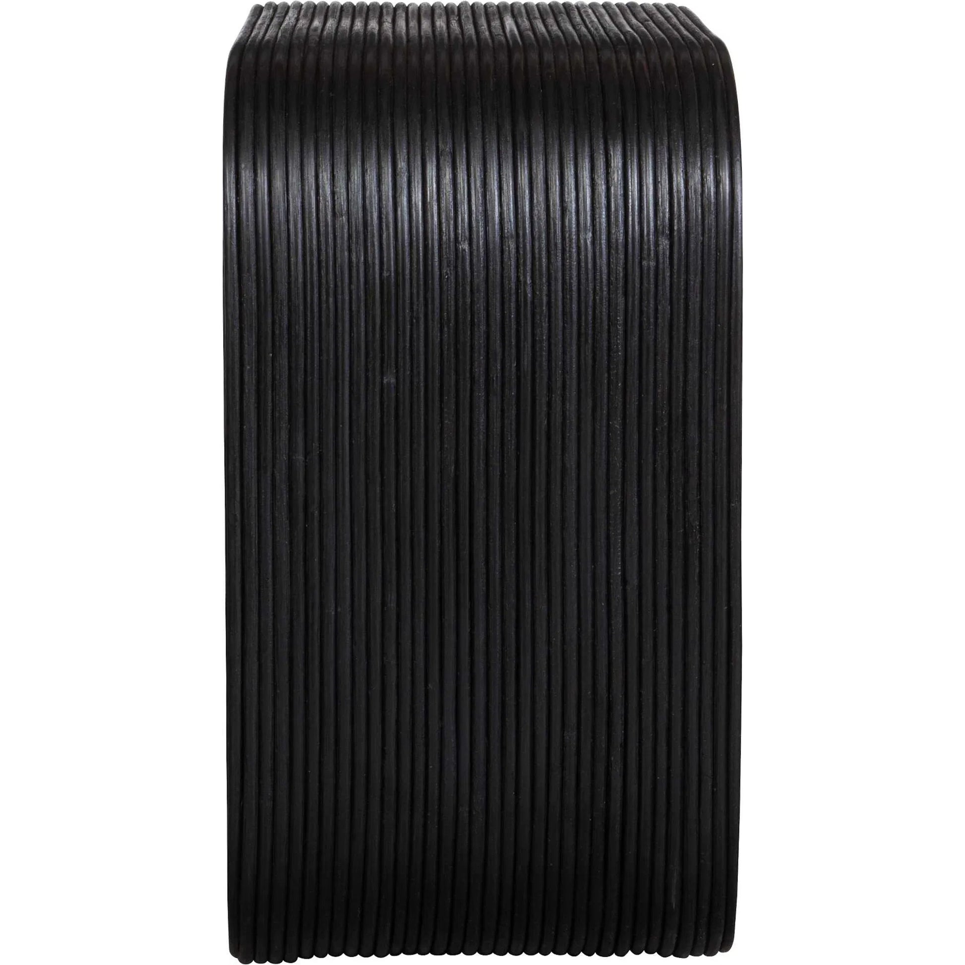 Compton Rattan Side Table by Uttermost in black. Made from rattan core, mahogani wood in a modern style.