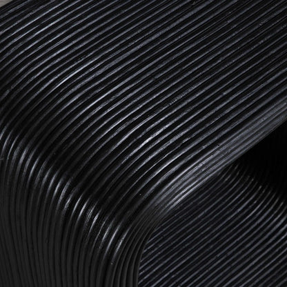 Compton Rattan Side Table by Uttermost in black. Made from rattan core, mahogani wood in a modern style.