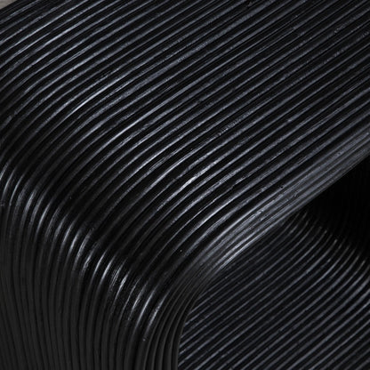 Compton Rattan Side Table by Uttermost in black. Made from rattan core, mahogani wood in a modern style.