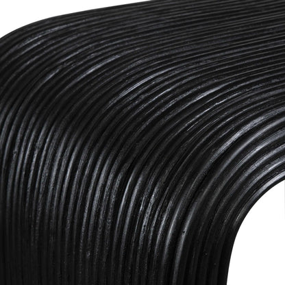 Compton Rattan Side Table by Uttermost in black. Made from rattan core, mahogani wood in a modern style.