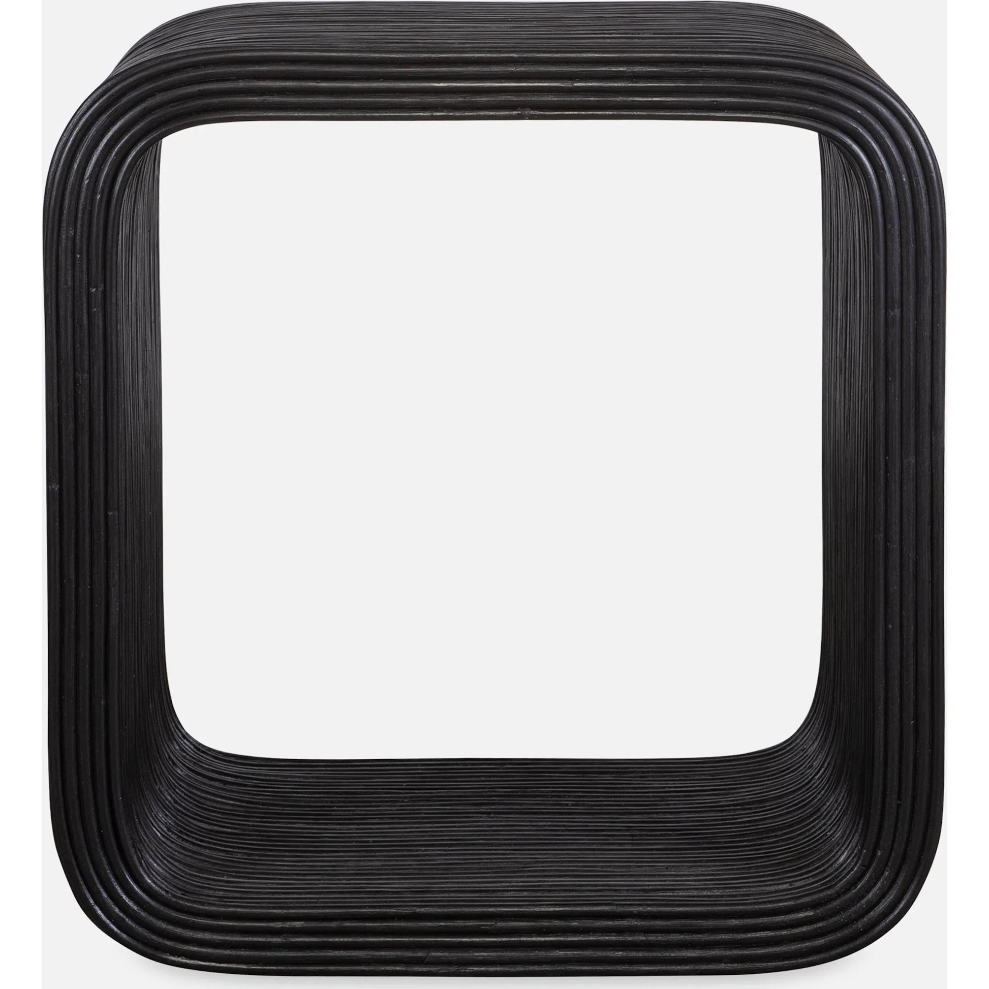 Compton Rattan Side Table by Uttermost in black. Made from rattan core, mahogani wood in a modern style.