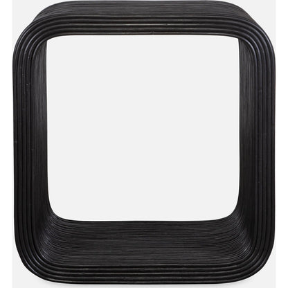 Compton Rattan Side Table by Uttermost in black. Made from rattan core, mahogani wood in a modern style.