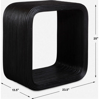 Compton Rattan Side Table by Uttermost in black. Made from rattan core, mahogani wood in a modern style.