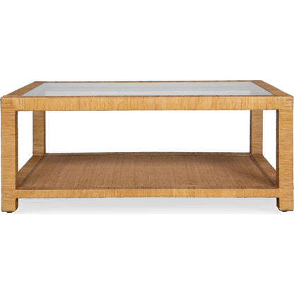 Kensing Natural Coffee Table by Uttermost in natural. Made from manggo wood with rattan core in a unique style.
