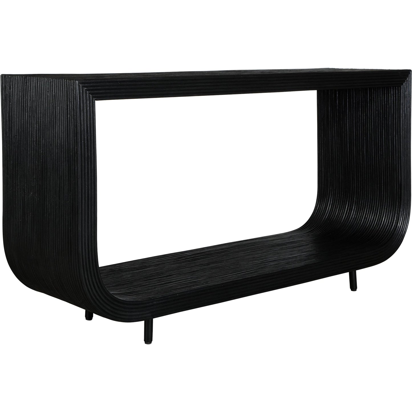 001 SI-2295354 | Primary Silo | Compton Console Table by Uttermost in black. Made from rattan core, mahogani wood in a modern style.