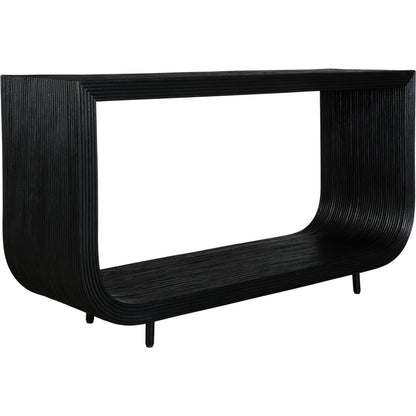 Compton Console Table by Uttermost in black. Made from rattan core, mahogani wood in a modern style.