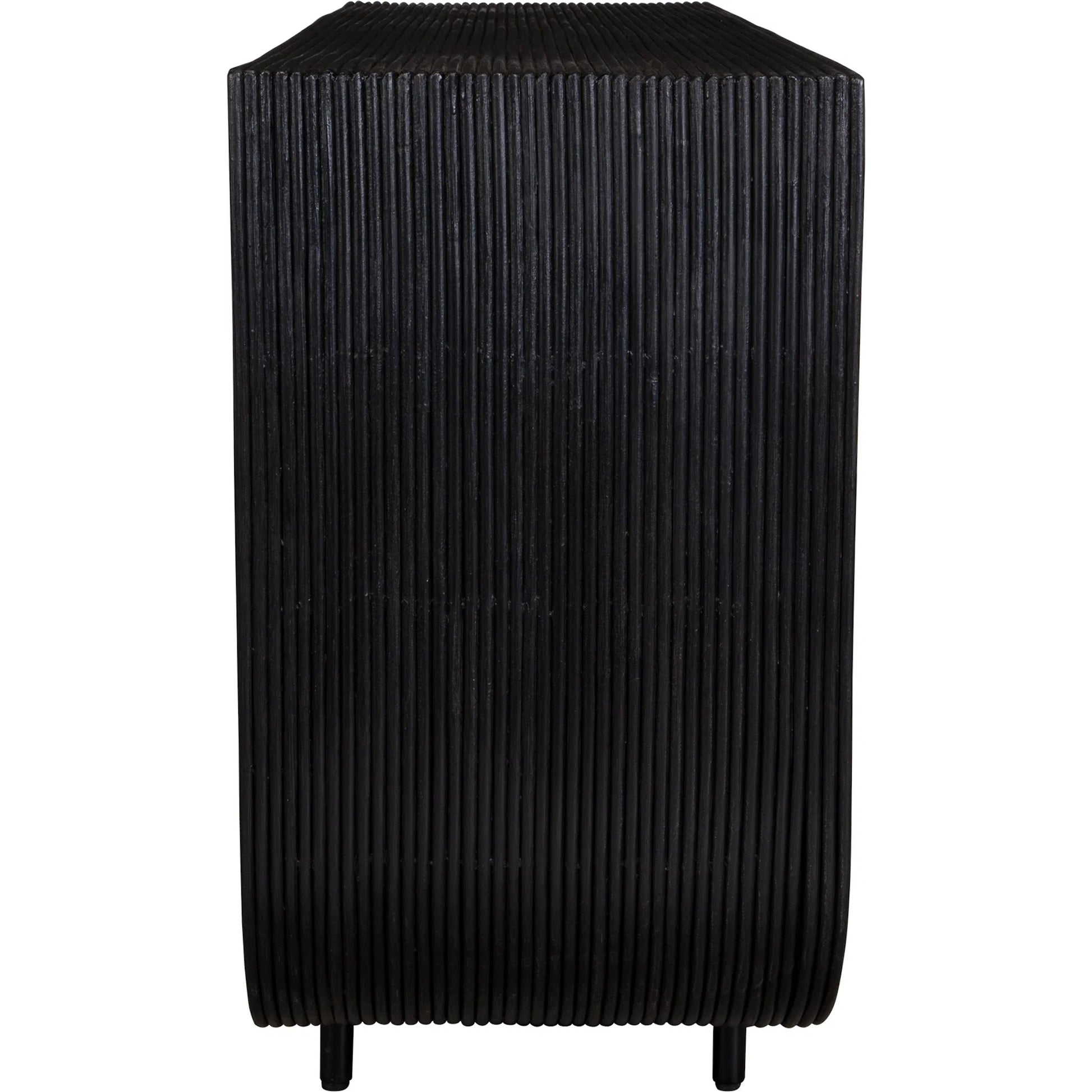 Compton Console Table by Uttermost in black. Made from rattan core, mahogani wood in a modern style.