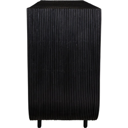 Compton Console Table by Uttermost in black. Made from rattan core, mahogani wood in a modern style.