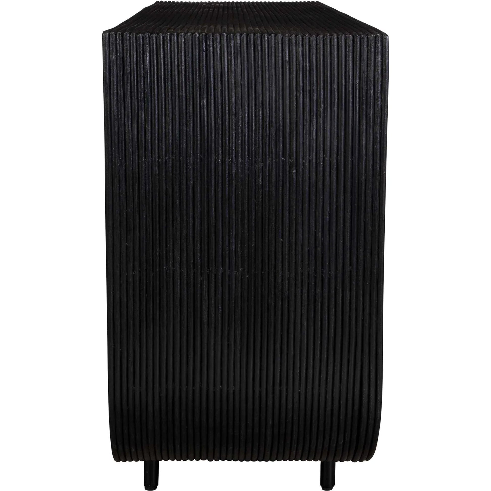 Compton Console Table by Uttermost in black. Made from rattan core, mahogani wood in a modern style.