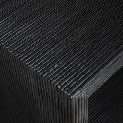 Compton Console Table by Uttermost in black. Made from rattan core, mahogani wood in a modern style.