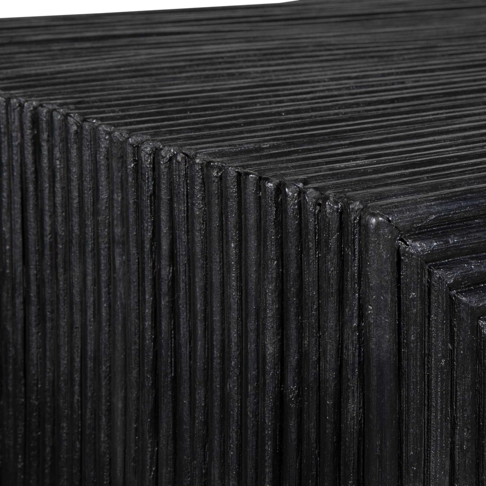 Compton Console Table by Uttermost in black. Made from rattan core, mahogani wood in a modern style.