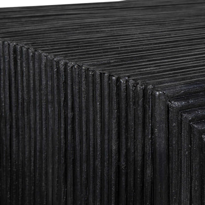 Compton Console Table by Uttermost in black. Made from rattan core, mahogani wood in a modern style.