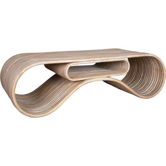 Montrose Rattan Coffee Table by Uttermost in white. Made from ratan pole in a unique style.