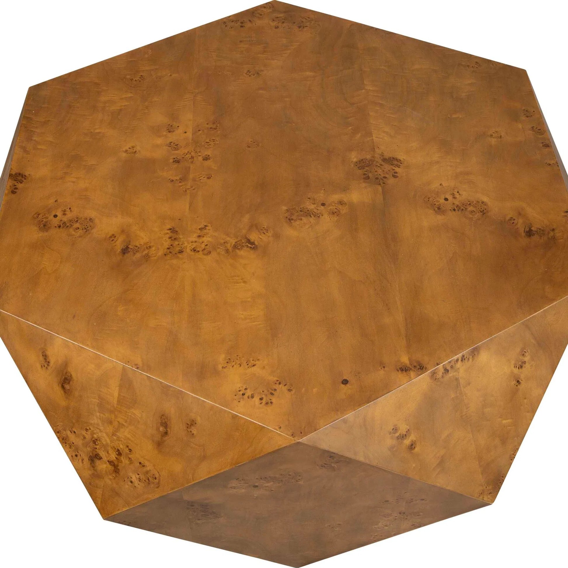 Hughes Geometric Coffee Table by Uttermost in caramel. Made from mdf veneer mappa burl with java wood in a transitional style.
