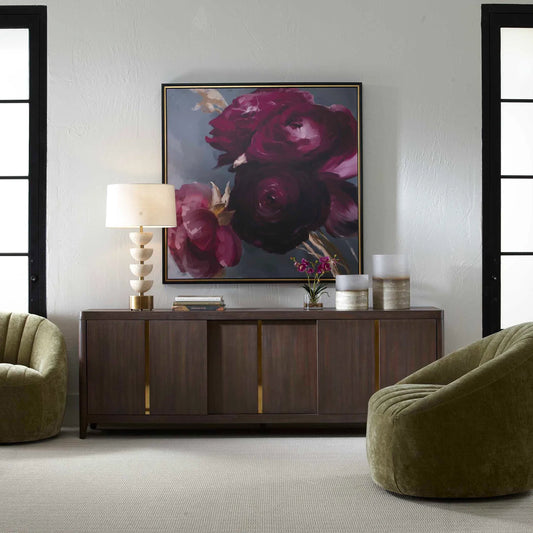 Botero Console Cabinet by Uttermost in walnut. Made from mdf veneer mindi, mindi wood in a transitional style.