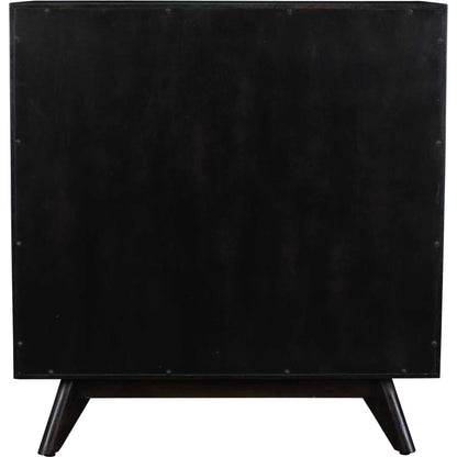 Reina Modern 2 Door Cabinet by Uttermost in dark walnut. Made from mdf mango veneer, java wood in a unique style.