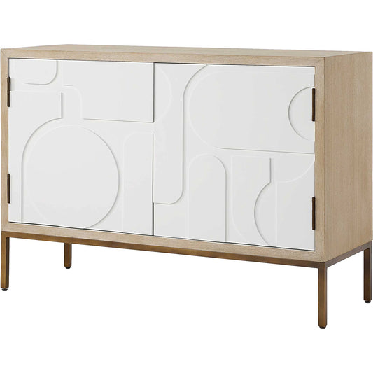 Weimar 2 Door Cabinet by Uttermost in natural, cream, bronze. Made from fir, mdf, iron, red oak in a unique style.