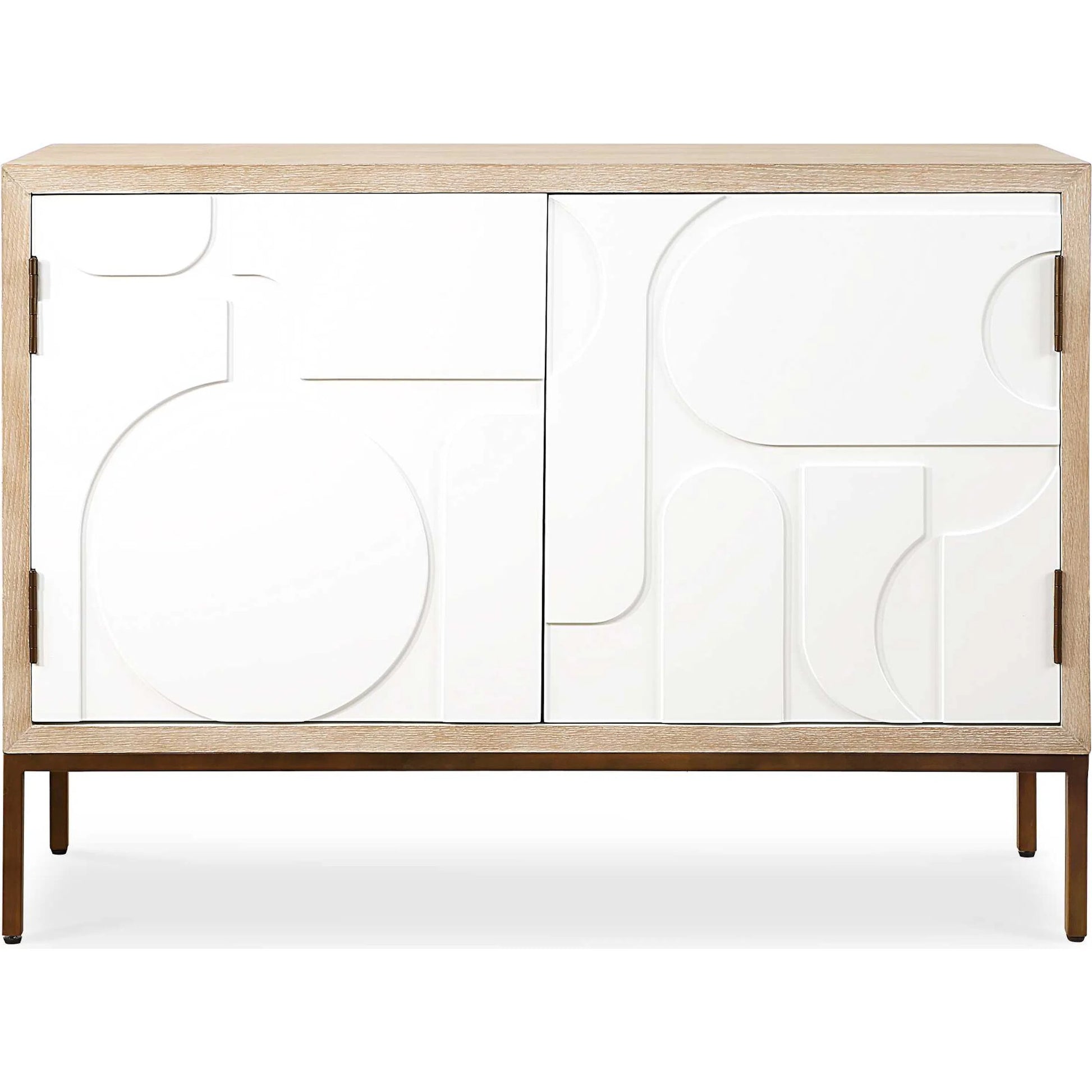 Weimar 2 Door Cabinet by Uttermost in natural, cream, bronze. Made from fir, mdf, iron, red oak in a transitional style.