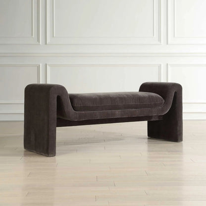 Manson Modern Bench by Uttermost in charcoal. Made from hardwood, plywood, fabric, foam in a unique style.