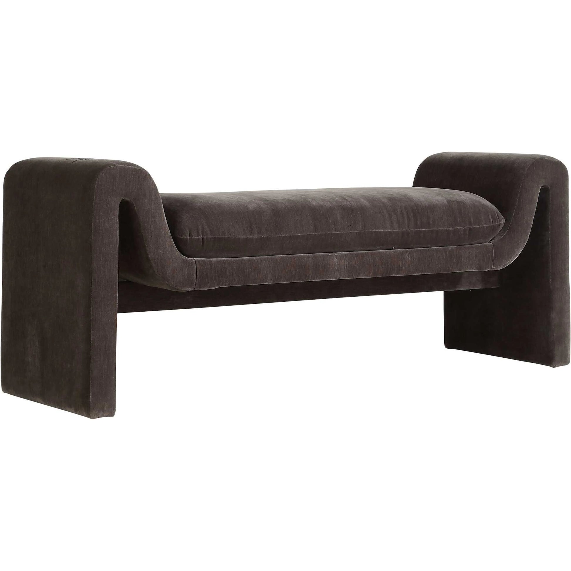 Manson Modern Bench by Uttermost in charcoal. Made from hardwood, plywood, fabric, foam in a unique style.