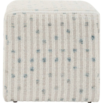 Joie Chenille Ottoman by Uttermost in white, blue. Made from fabric, foam, plywood in a eclectic & global style.