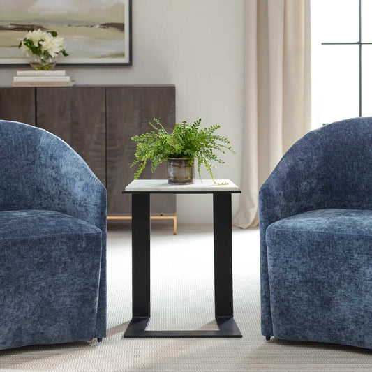 Kenora Accent Table by Uttermost in black and iron. Made from marble, iron in a unique style.