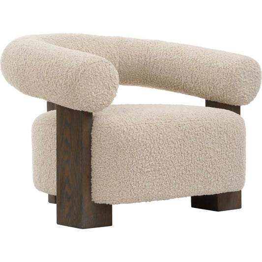 Lennox Shearling Accent Chair by Uttermost in dark walnut. Made from oak, fabric, foam, plywood in a unique style.