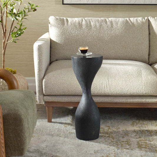 Mattison Drink Table by Uttermost in black. Made from teak wood in a modern style.